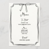 Whimsische Handgetekende Strik Girly Coquette Chic Menu (Voorkant)