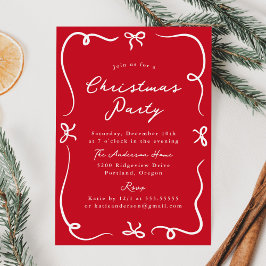 Whimsische handgetekende strikken rode kerstfeest kaart