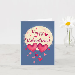 Whimsische Harten & Maneschijn Valentijnsdag Kaart