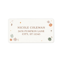 Whimsische herfstbladeren kleine pompoen baby show etiket