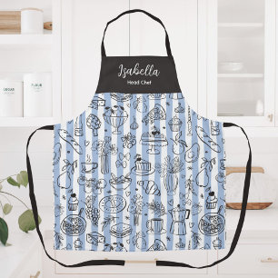 Whimsische Italiaanse Voedsel Illustratie Blauwe S Schort