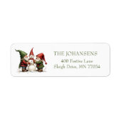 Whimsische kabouters Sneeuwman Kerst Retouradres Etiket (Voorkant)