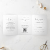 Whimsische kalligrafie Elegante bruiloft Drieluik Uitnodiging (Binnen)