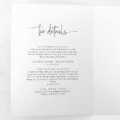 Whimsische kalligrafie Elegante bruiloft Drieluik Uitnodiging (Binnenzijde eerst)