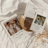 Whimsische kalligrafie huwelijks RSVP kaart