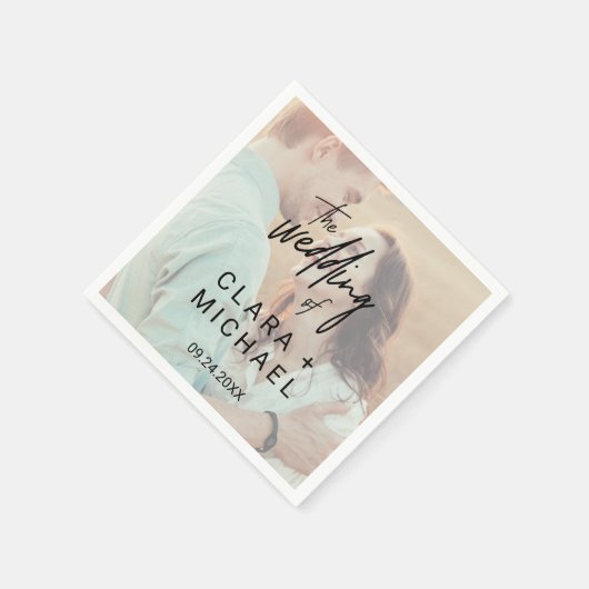 Whimsische kalligrafie | Vervagende fototrouwdag Servetten (Hoek)