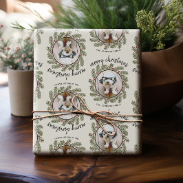 Whimsische Kerst Foto - Calligrafie - Takken Cadeaupapier