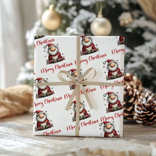 Whimsische Kerst Grappige Kerstman Handgetekende W Cadeaupapier