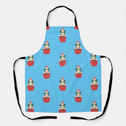 Whimsische Kerst Pinguïn Cupcake Schort (Voorkant)