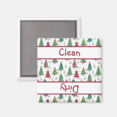 Whimsische Kerstbomen Afwasmachine Schoon/Vuile Magneet (Voorkant / Achterkant)
