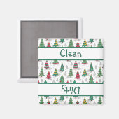 Whimsische Kerstbomen Afwasmachine Schoon/Vuile Magneet (Voorkant / Achterkant)