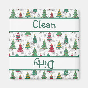 Whimsische Kerstbomen Afwasmachine Schoon/Vuile Magneet