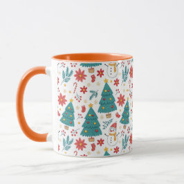 Whimsische Kerstboom en Sneeuwman Vakantie Mok