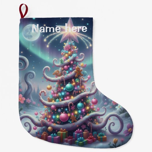 Whimsische Kerstboom - Grote Kerstsok (Voorkant)