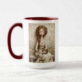 Whimsische Kerstkat Winter Juffrouw Mok (Links)