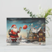 Whimsische Kerstman 5 Feestdagenkaart (Staand voorkant)