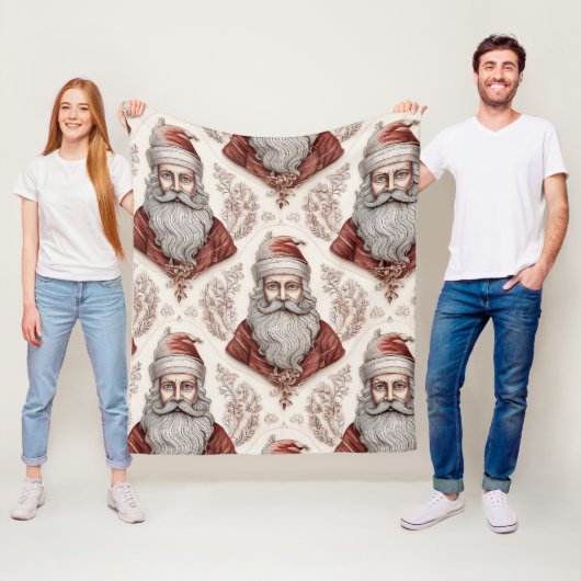 Whimsische Kerstman & Botanisch Fleece Deken (In situ)