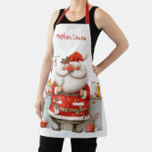 Whimsische Kerstman Chef Illustratie Kerstmis Schort (Insitu)