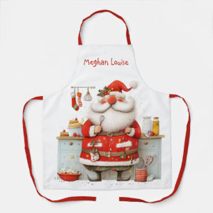 Whimsische Kerstman Chef Illustratie Kerstmis Schort