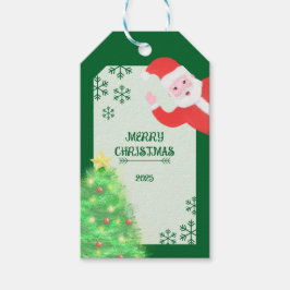 whimsische kerstman dennenboom vrolijk kerstfeest cadeaulabel