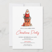 Whimsische Kerstman Watercolor Kerst Uitnodiging (Voorkant)
