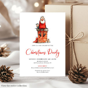 Whimsische Kerstman Watercolor Kerst Uitnodiging