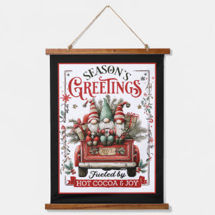 Whimsische Kerstmannetjes met Cacao & Vreugde Hangend Wandkleed