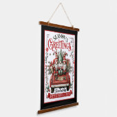 Whimsische Kerstmannetjes met Cacao & Vreugde Hangend Wandkleed (Gebogen)