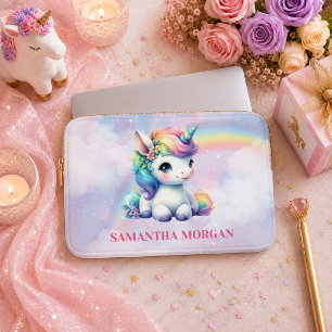 Whimsische Kleurrijke Eenhoorn Magische Dag Laptop Sleeve