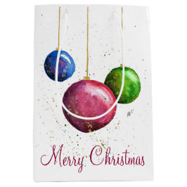 Whimsische, kleurrijke kerstballen medium cadeauzakje