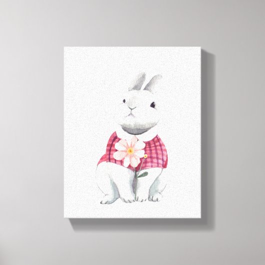 Whimsische Konijn Bloem Bos Nursery Decor Canvas Afdruk (Voorkant)