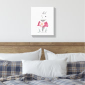 Whimsische Konijn Bloem Bos Nursery Decor Canvas Afdruk (Insitu (Slaapkamer))