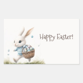 Whimsische Konijn Happy Pasen Sticker | Kids Ei