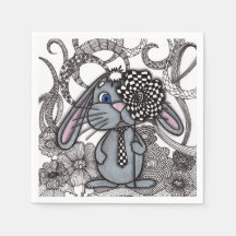 Whimsische Konijn Konijn Tie Zentangle Bloem Papie