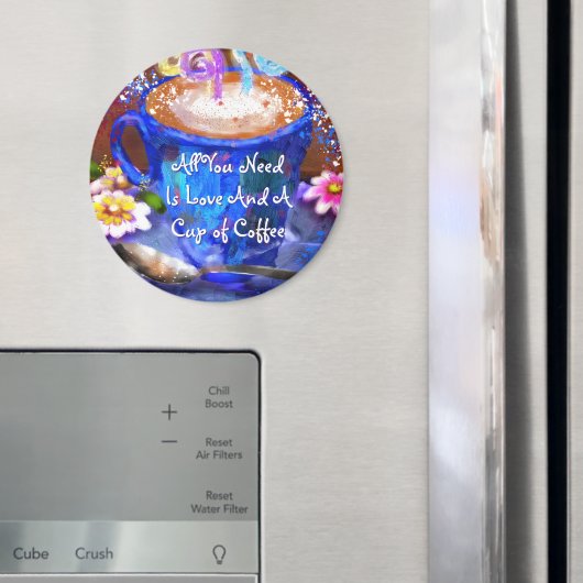 Whimsische kop koffie bloem persoonlijk magneet (Insitu (Koelkast))