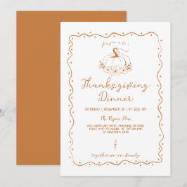 Whimsische krabbel handgetekende pompoen Thanksgiv Kaart