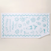 Whimsische laatste toast op het kust turquoise strandlaken (Voorkant)