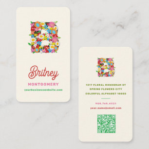 Whimsische lente bloem B monogram naam creatief Visitekaartje
