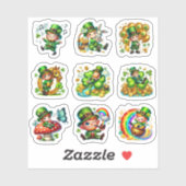 Whimsische Leprechaun Lucky Shamrock Set Sticker (Vel)