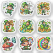 Whimsische Leprechaun Lucky Shamrock Set Sticker (Voorkant)