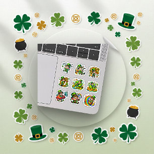 Whimsische Leprechaun Lucky Shamrock Set Sticker