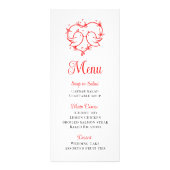Whimsische Liefdesvogels Rood Hart Tuin Trouw Menu (Voorkant)