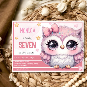 Whimsische magische pastel uil kinderverjaardag kaart