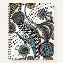Whimsische Mandala & Geruite Lint Spiraal Notitieb