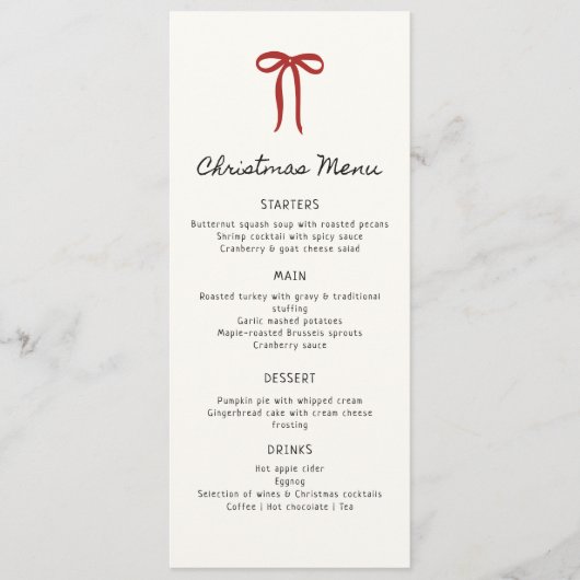 Whimsische, met de hand getekende kerstdinermenu p menu (Voorkant)