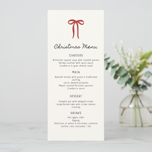 Whimsische, met de hand getekende kerstdinermenu p menu (Staand voorkant)