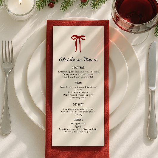 Whimsische, met de hand getekende kerstdinermenu p menu