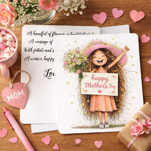Whimsische Moederdag Illustratie Feestdagenkaart
