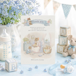 Whimsische muizen bedanken zich voor baby shower bedankkaart