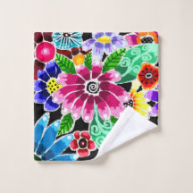 Whimsische multi-kleur volkskunst bloemen bloem pi